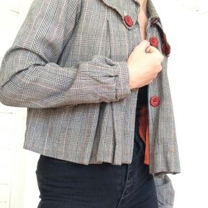 Vintage Plaid Button Jacket